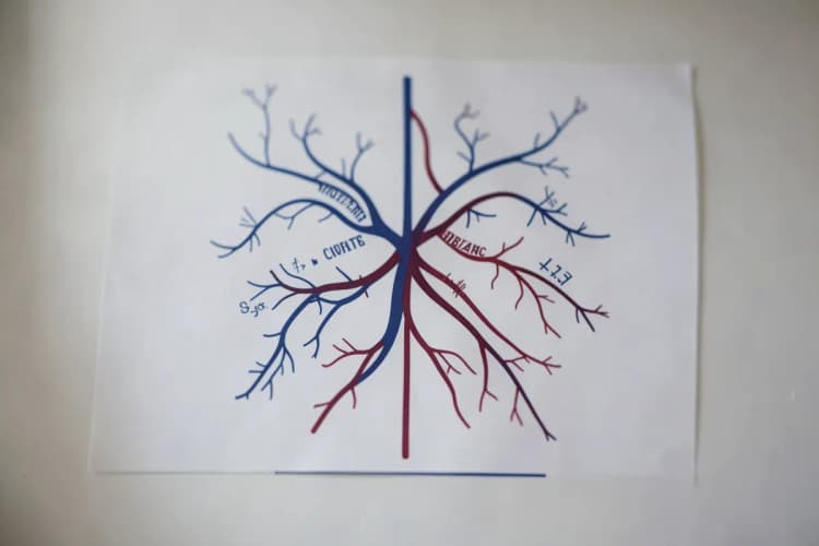 Diagrama simplificado mostrando o sistema circulatório sanguíneo e linfático.