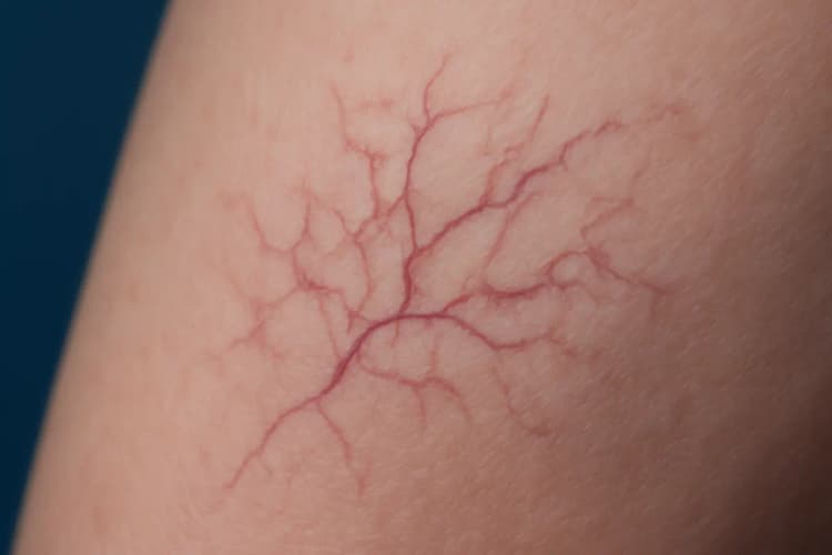 explicação visual de vasinhos como veias finas e avermelhadas sob a pele